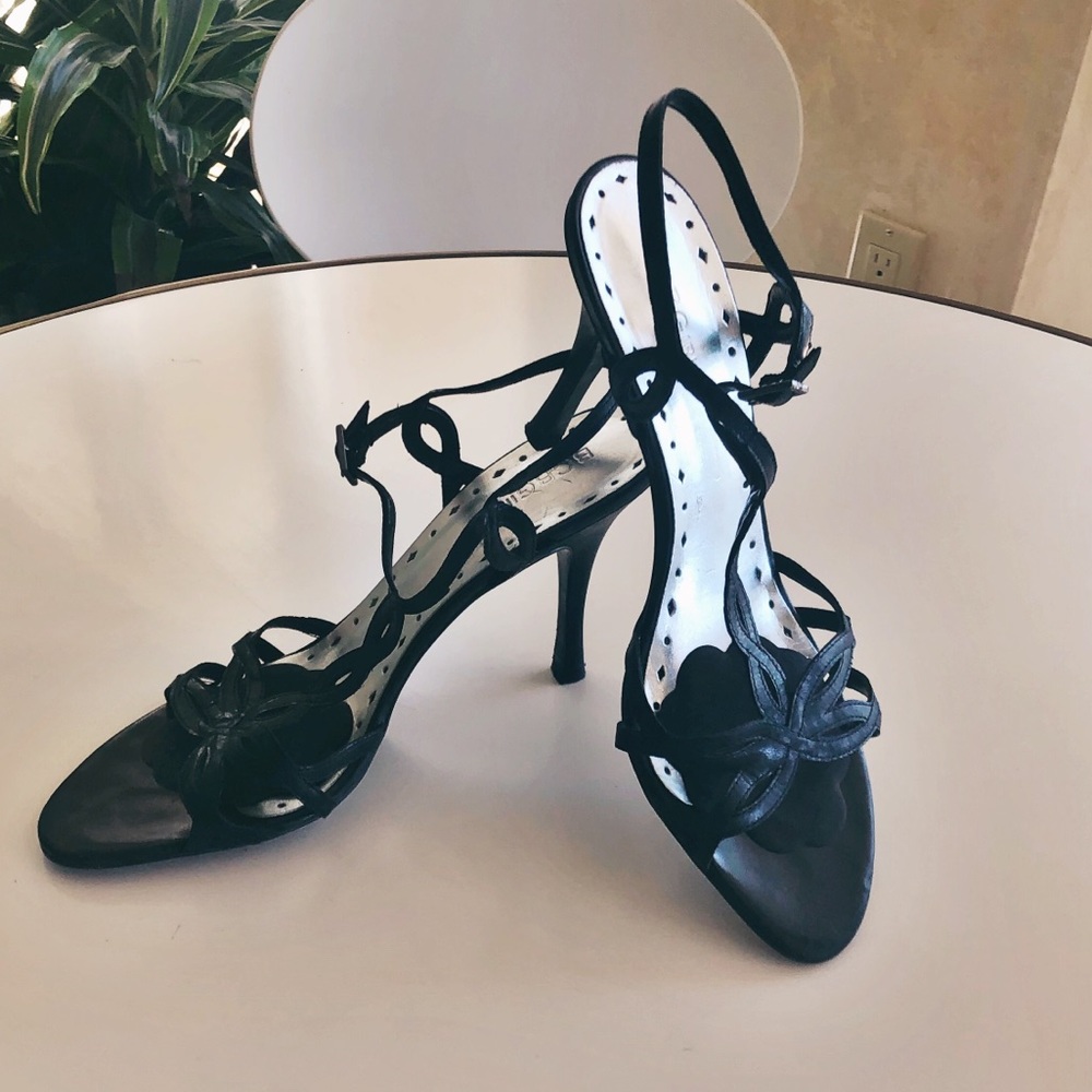 BCBGirls black strappy stiletto heels Sz 8